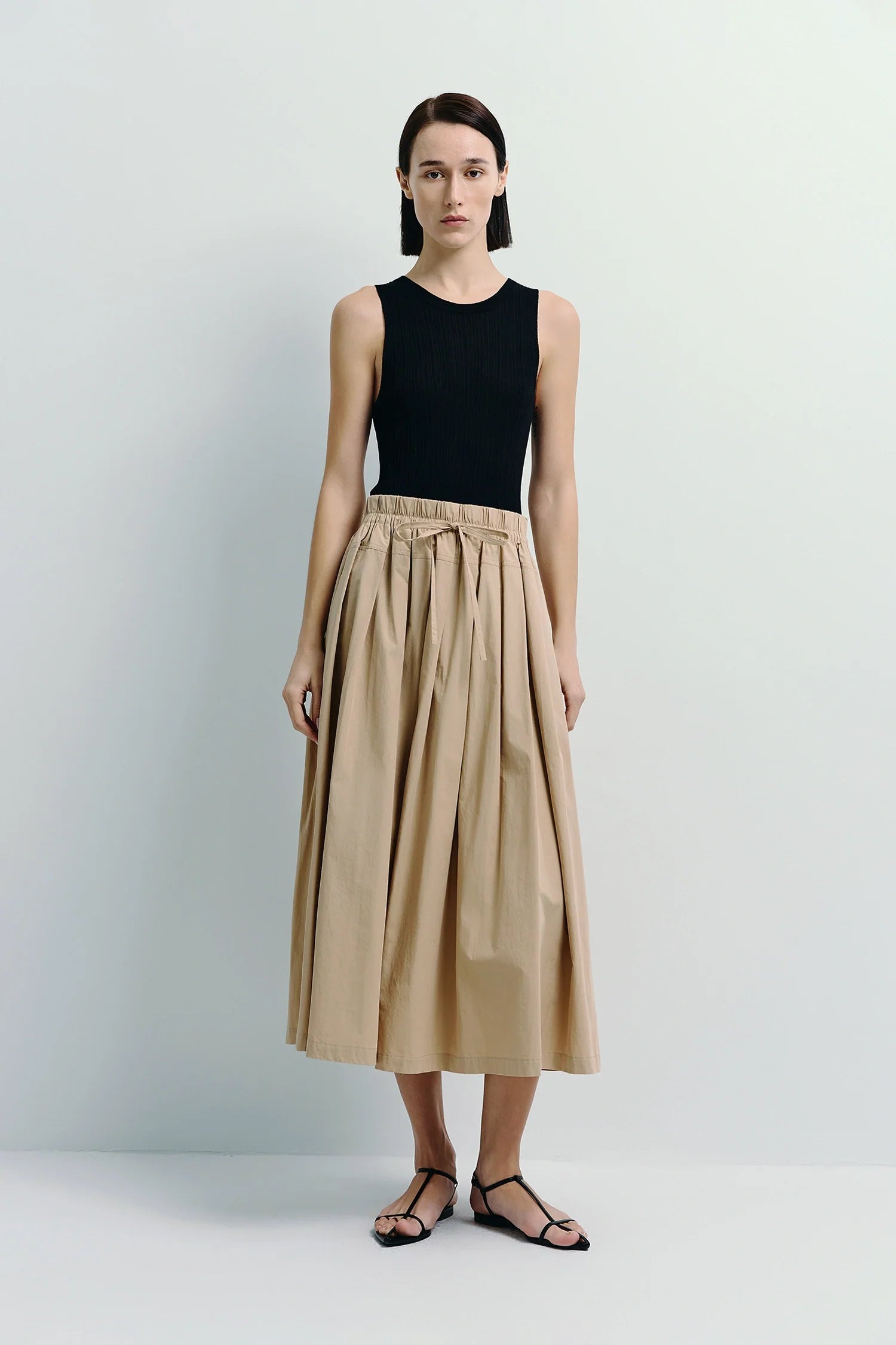 Panier Drawstring Waist Pleated Skirt