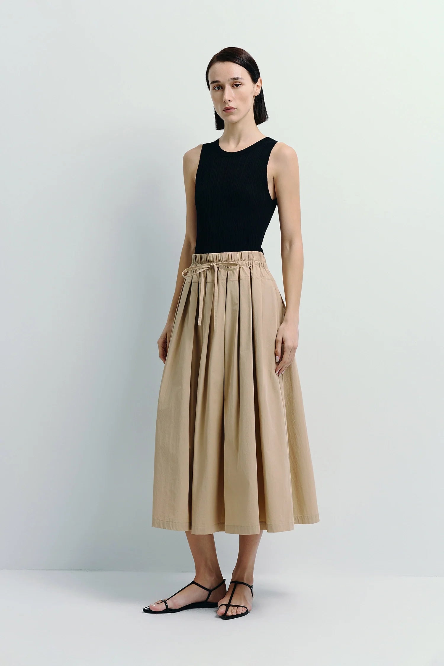 Panier Drawstring Waist Pleated Skirt