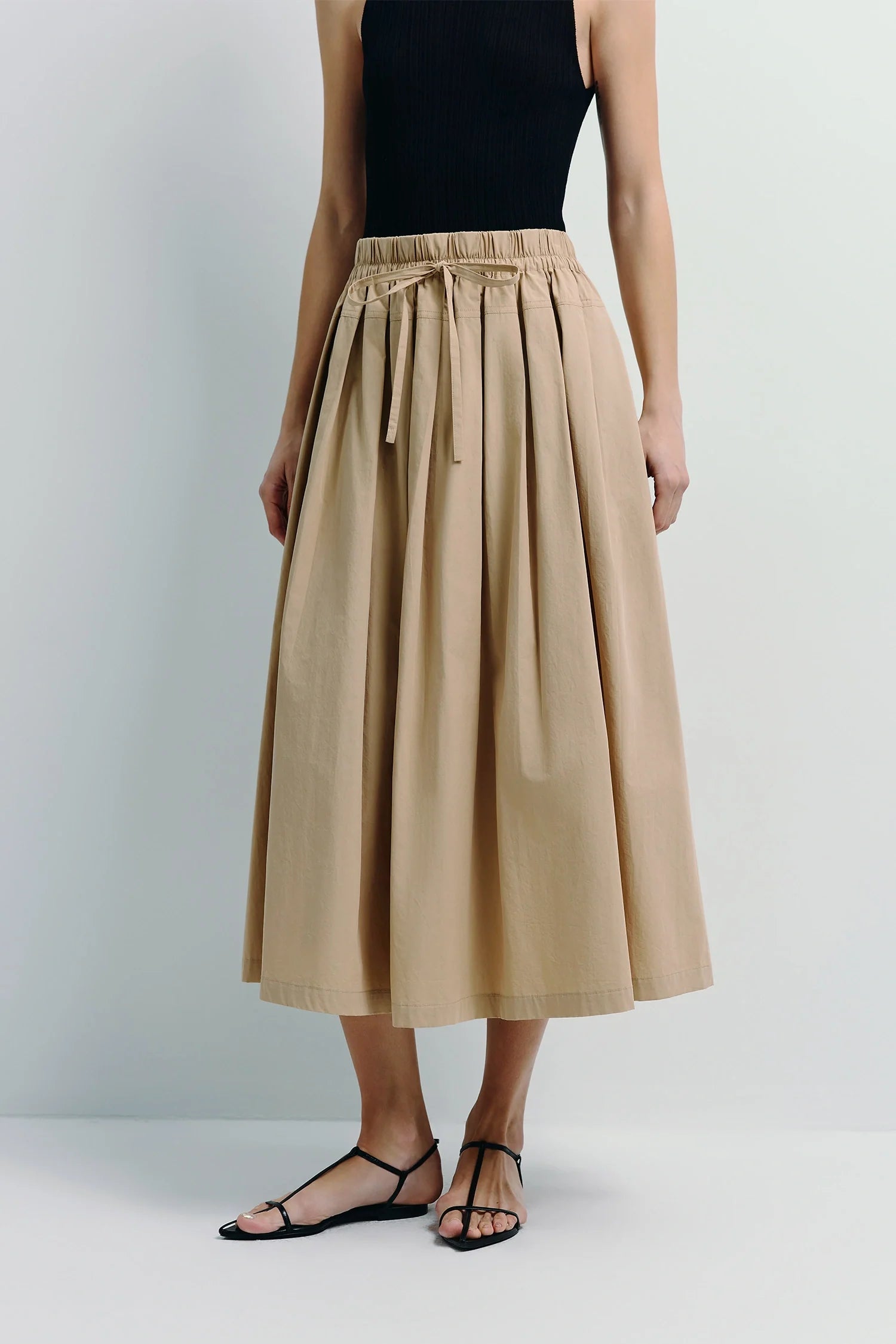 Panier Drawstring Waist Pleated Skirt