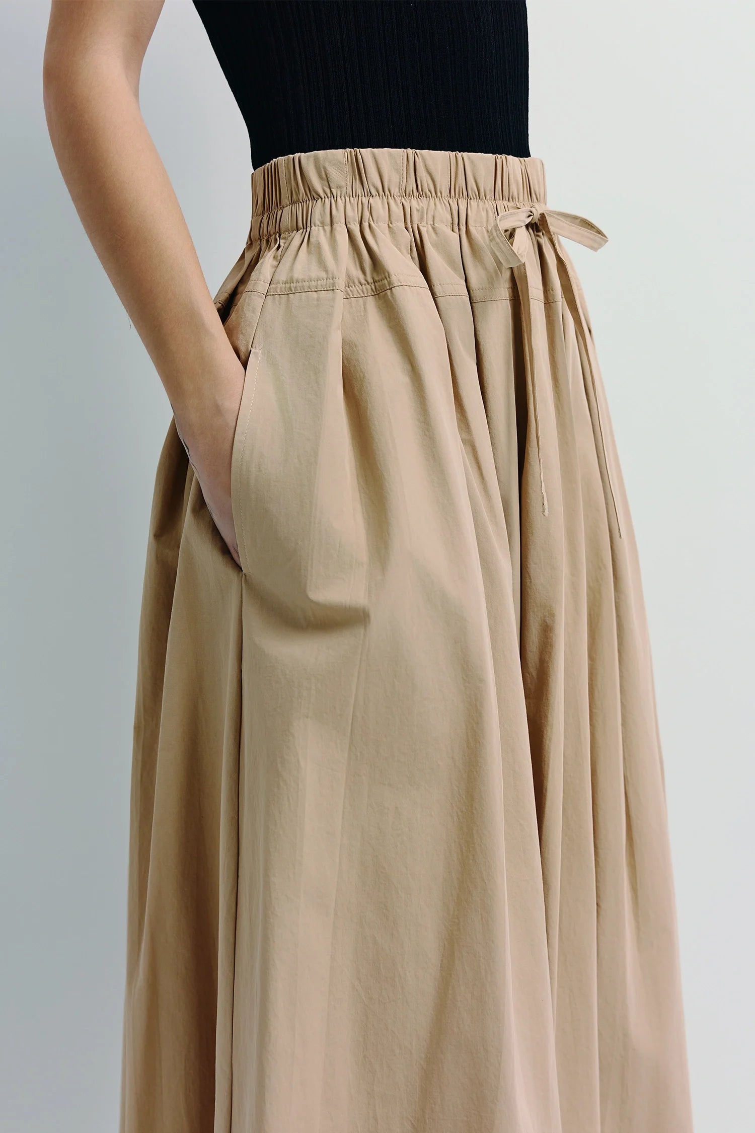 Panier Drawstring Waist Pleated Skirt