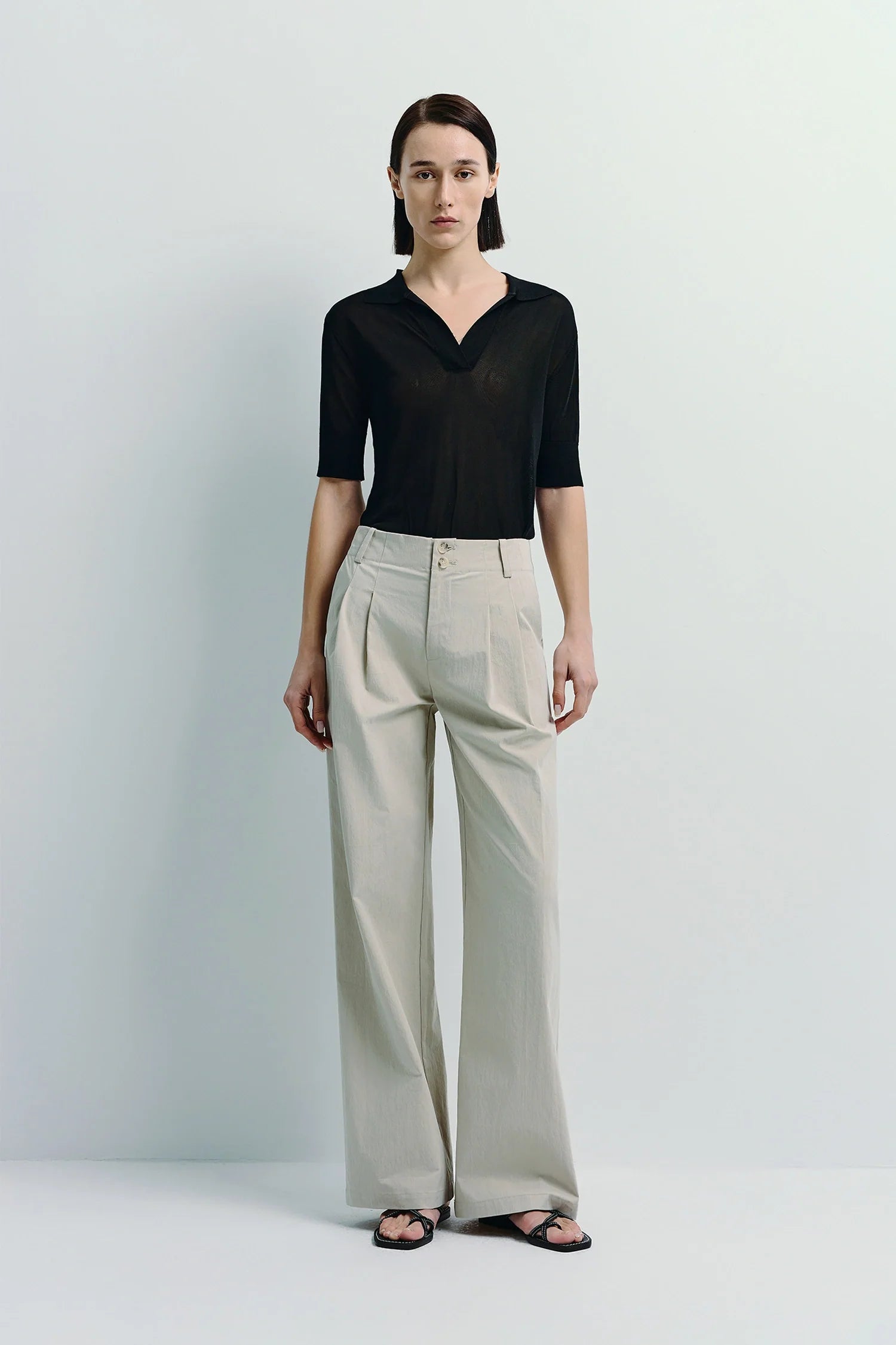 Vélo Crinkled Cotton Wide Leg Pant
