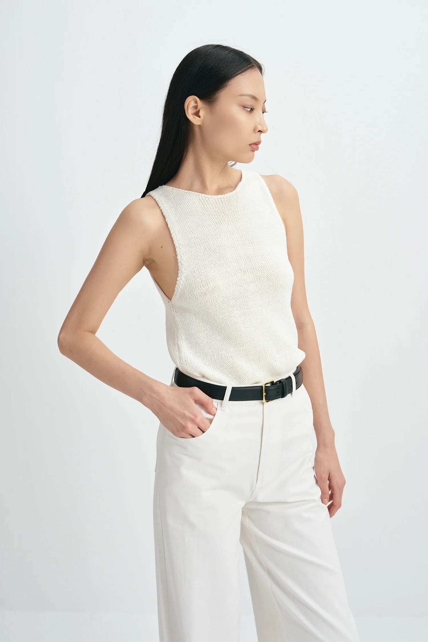 Tricot Boatneck Sweater Tank