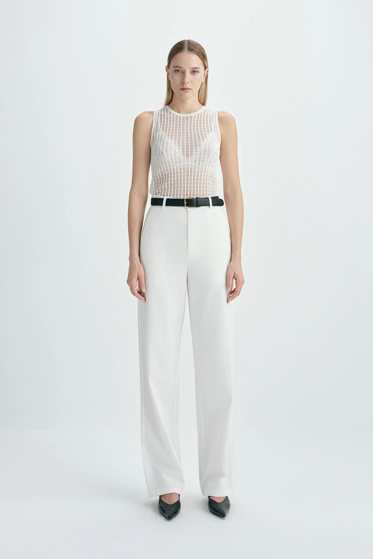 Traverse Lace-Stitch Knit Top