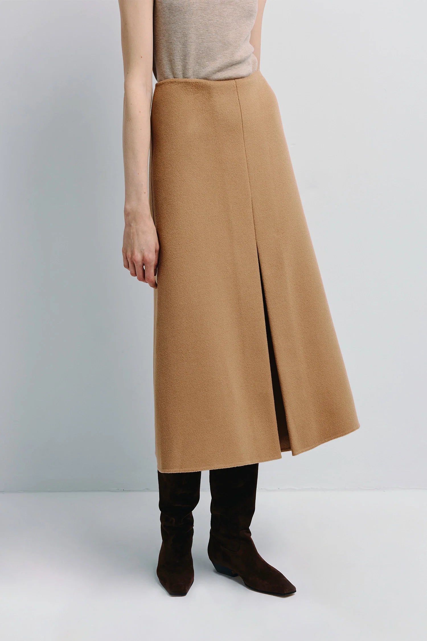 Ambre Pleat Front Midi Skirt
