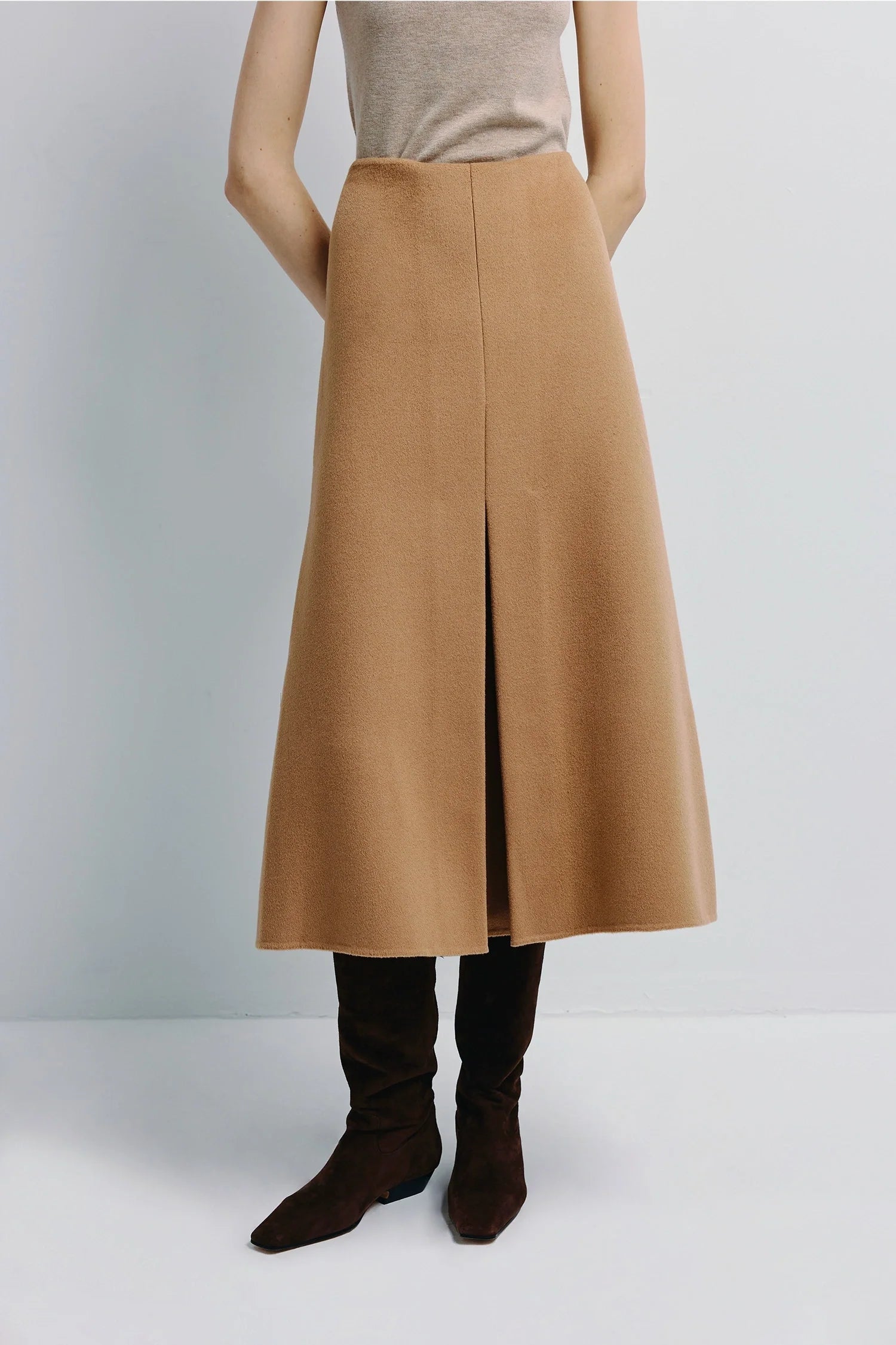 Ambre Pleat Front Midi Skirt