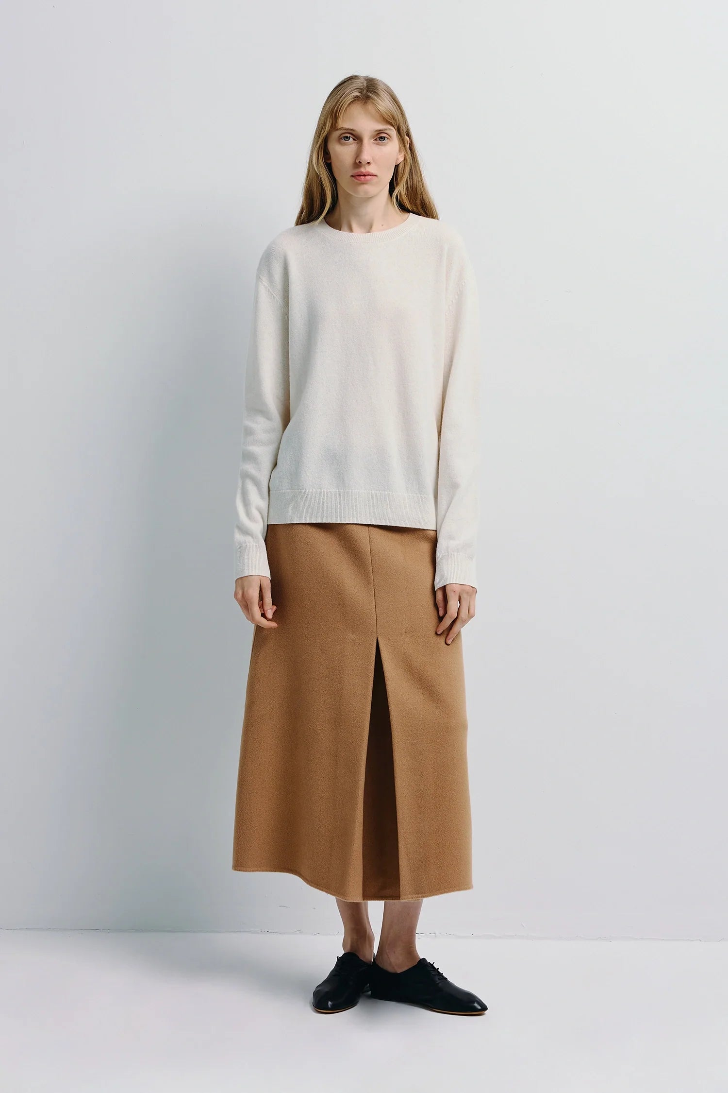 Ambre Pleat Front Midi Skirt