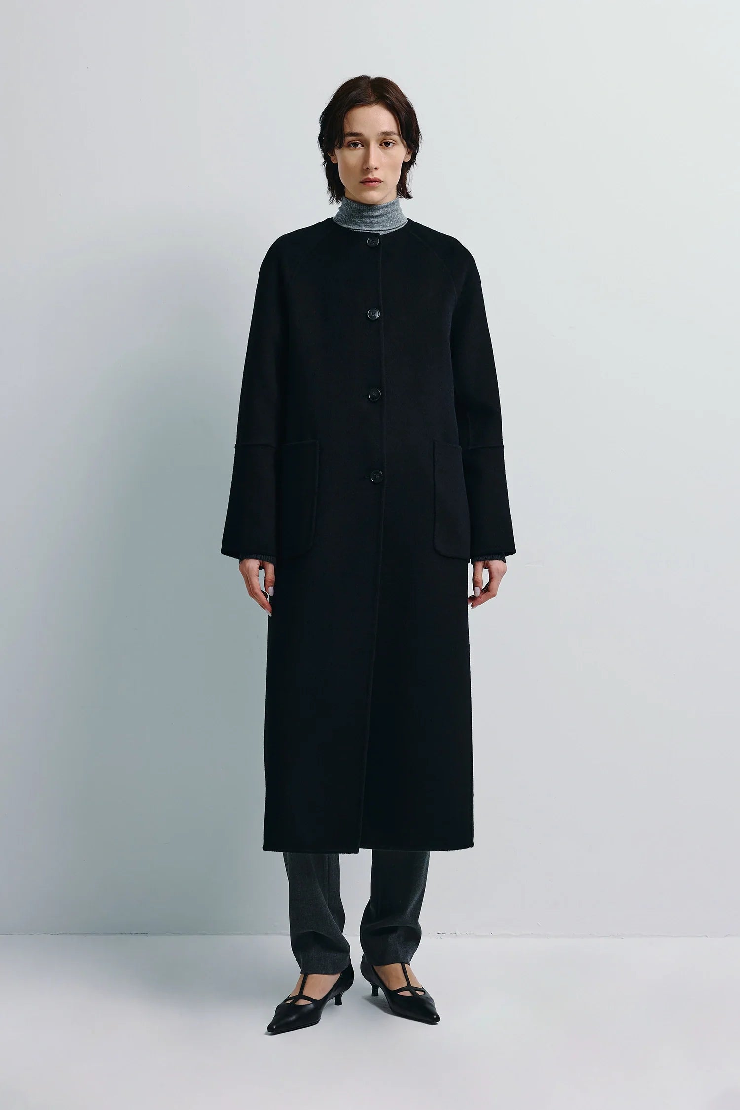 Iana Collarless Handmade Coat