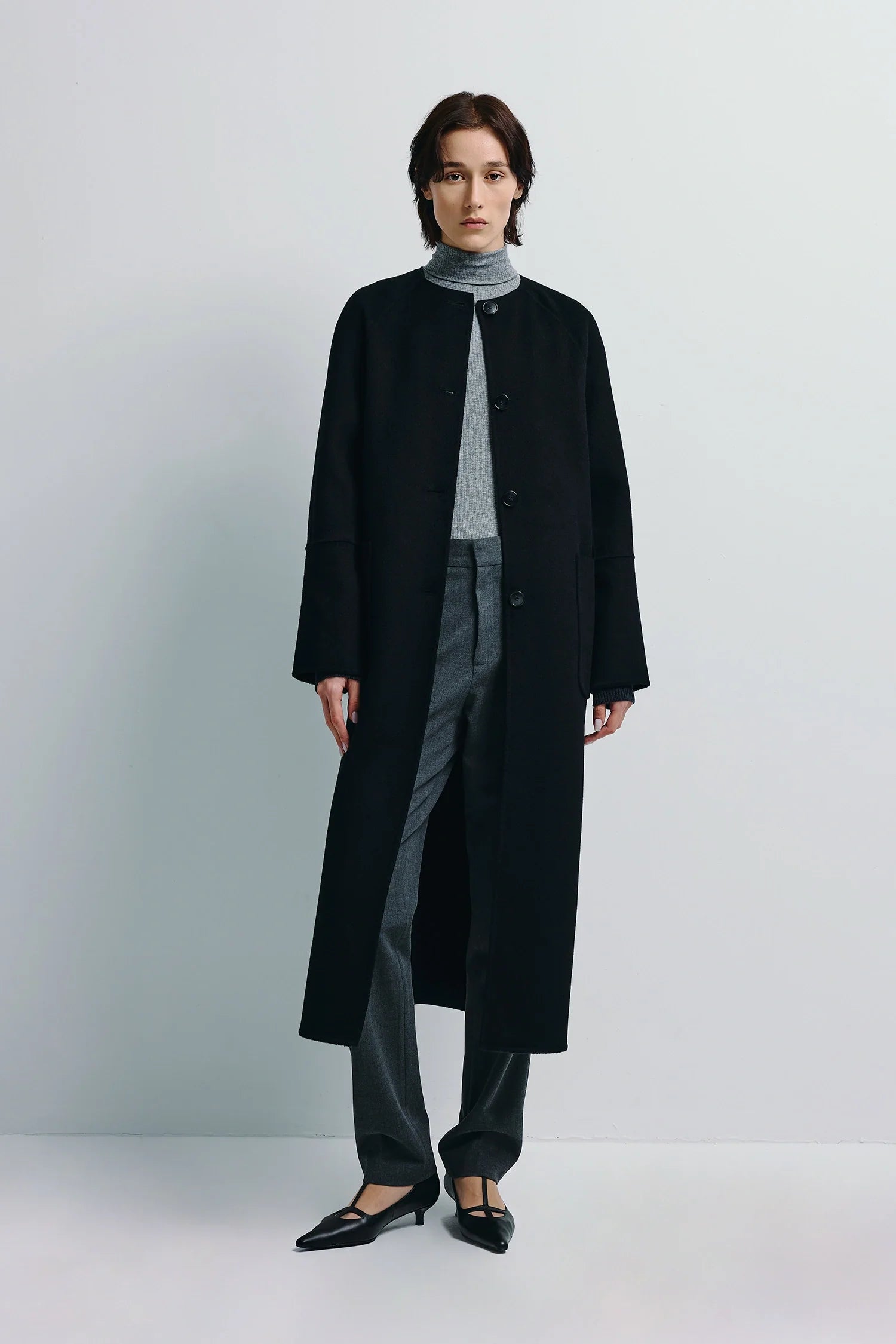 Iana Collarless Handmade Coat