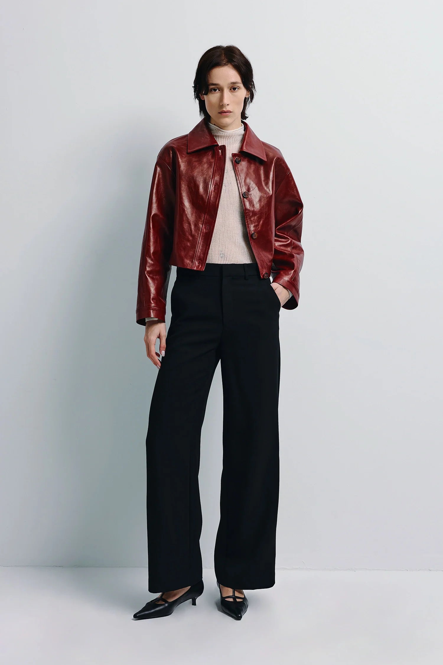 Tonni Cropped Leather Jacket