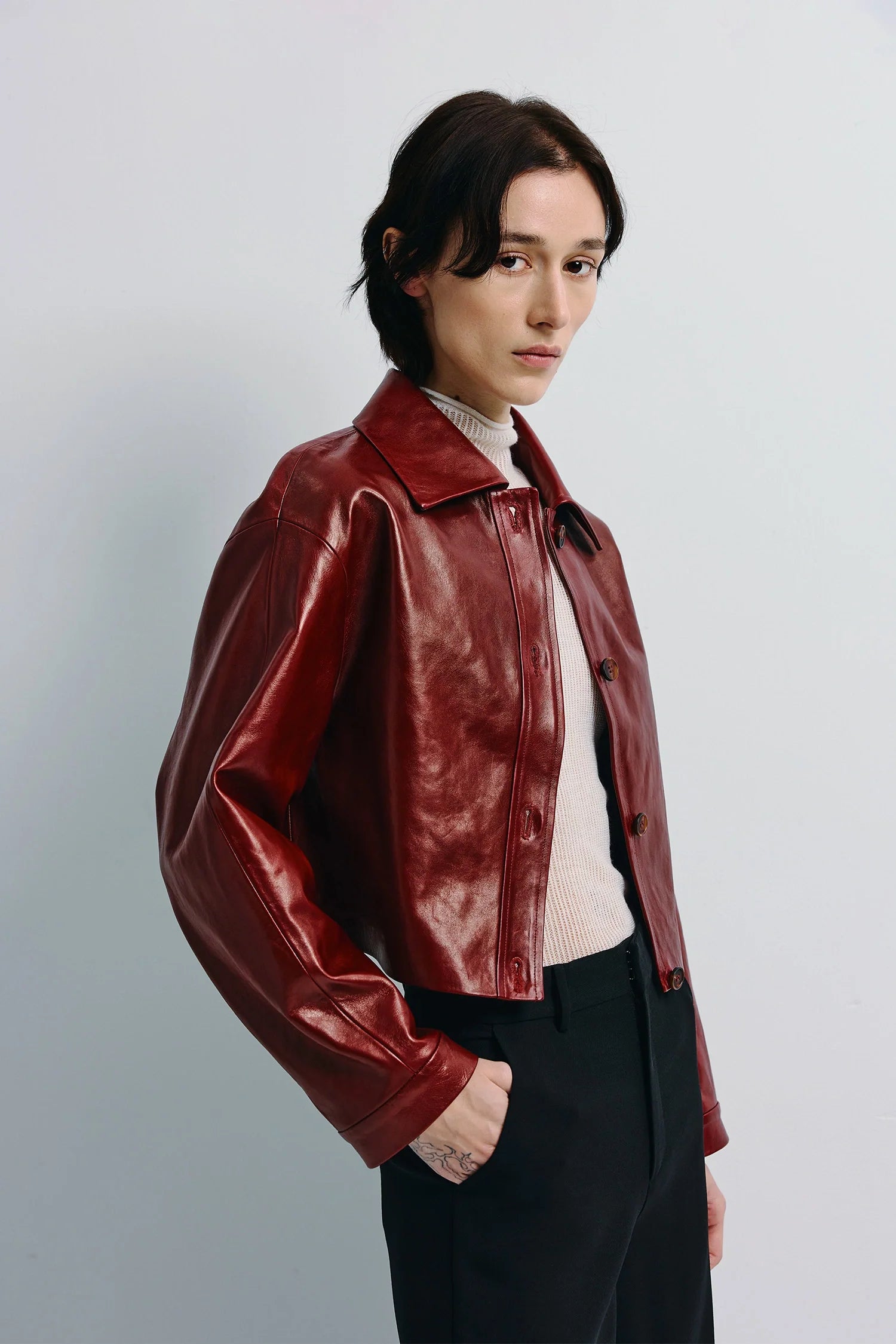 Tonni Cropped Leather Jacket