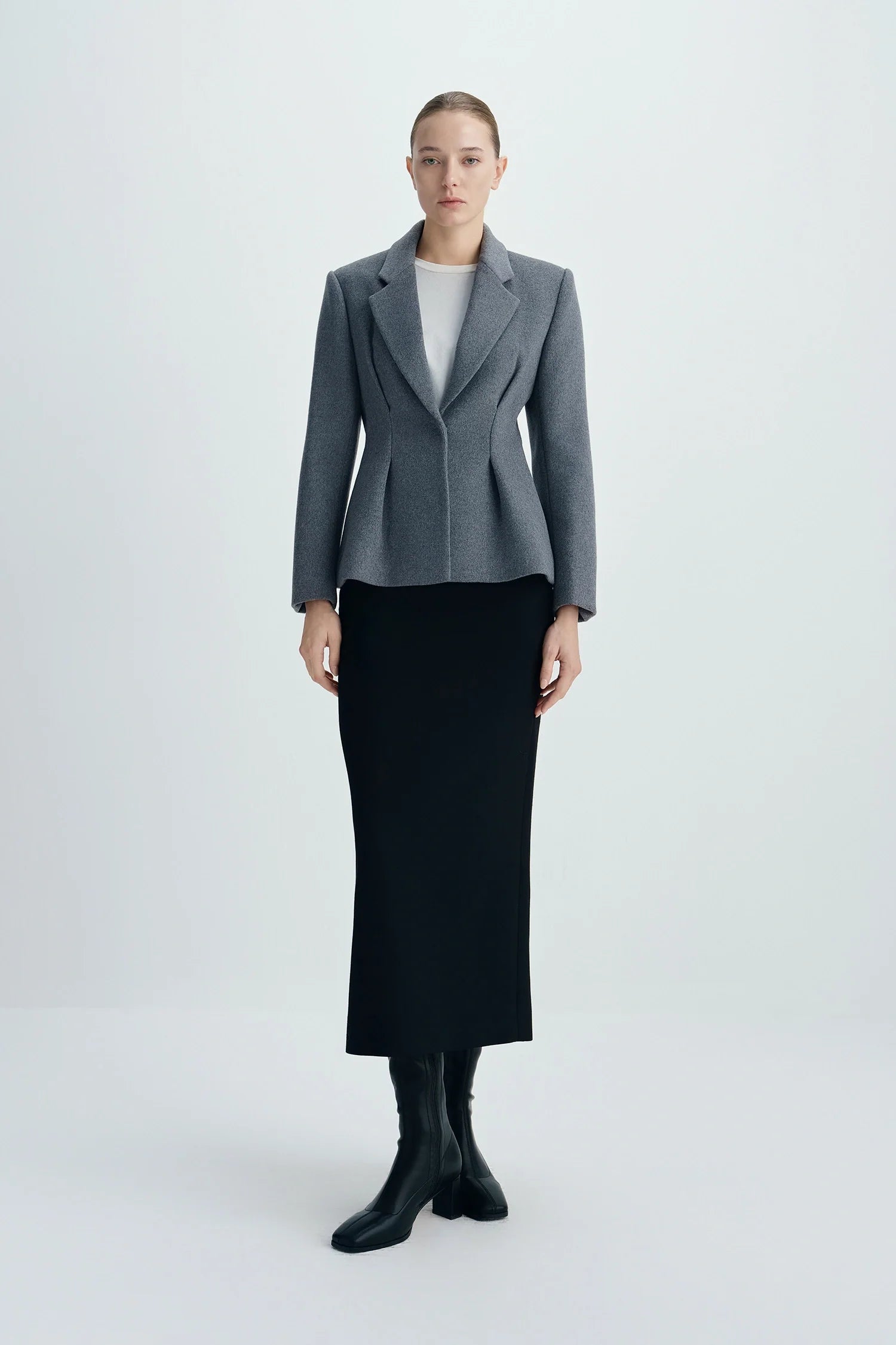 Trenton Pleat Waist Wool Blazer