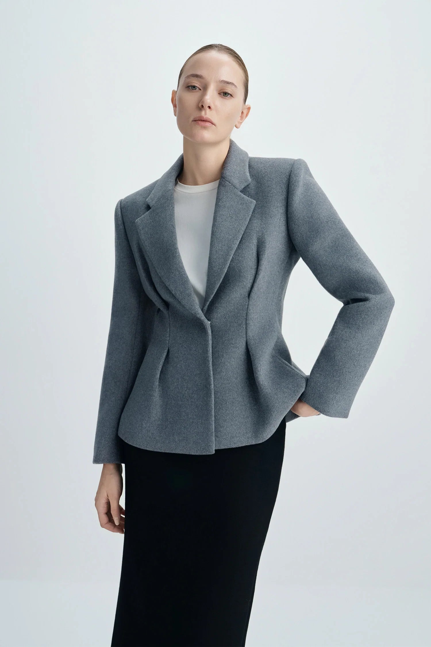 Trenton Pleat Waist Wool Blazer