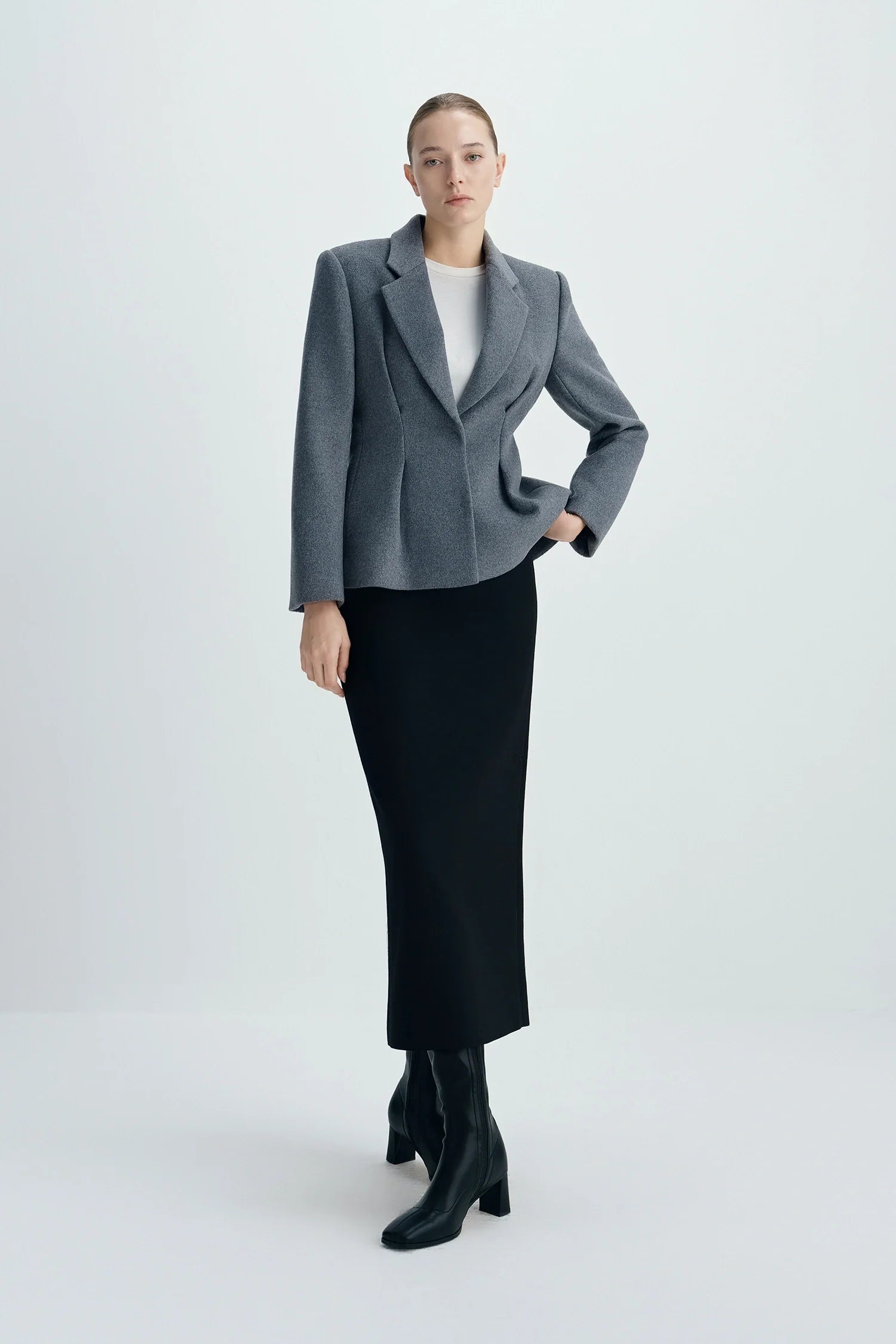 Trenton Pleat Waist Wool Blazer