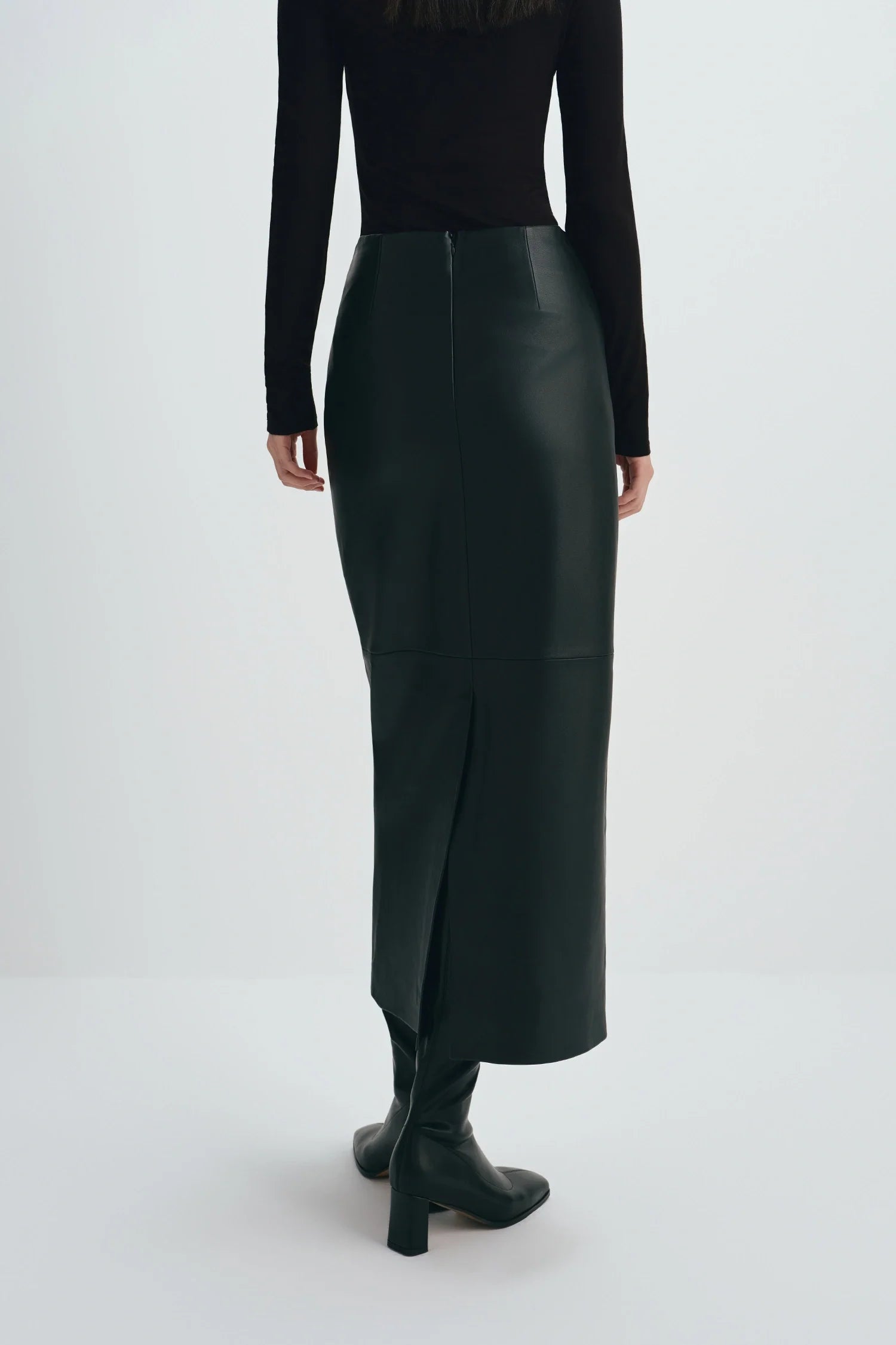 Anais Leather Midi Skirt