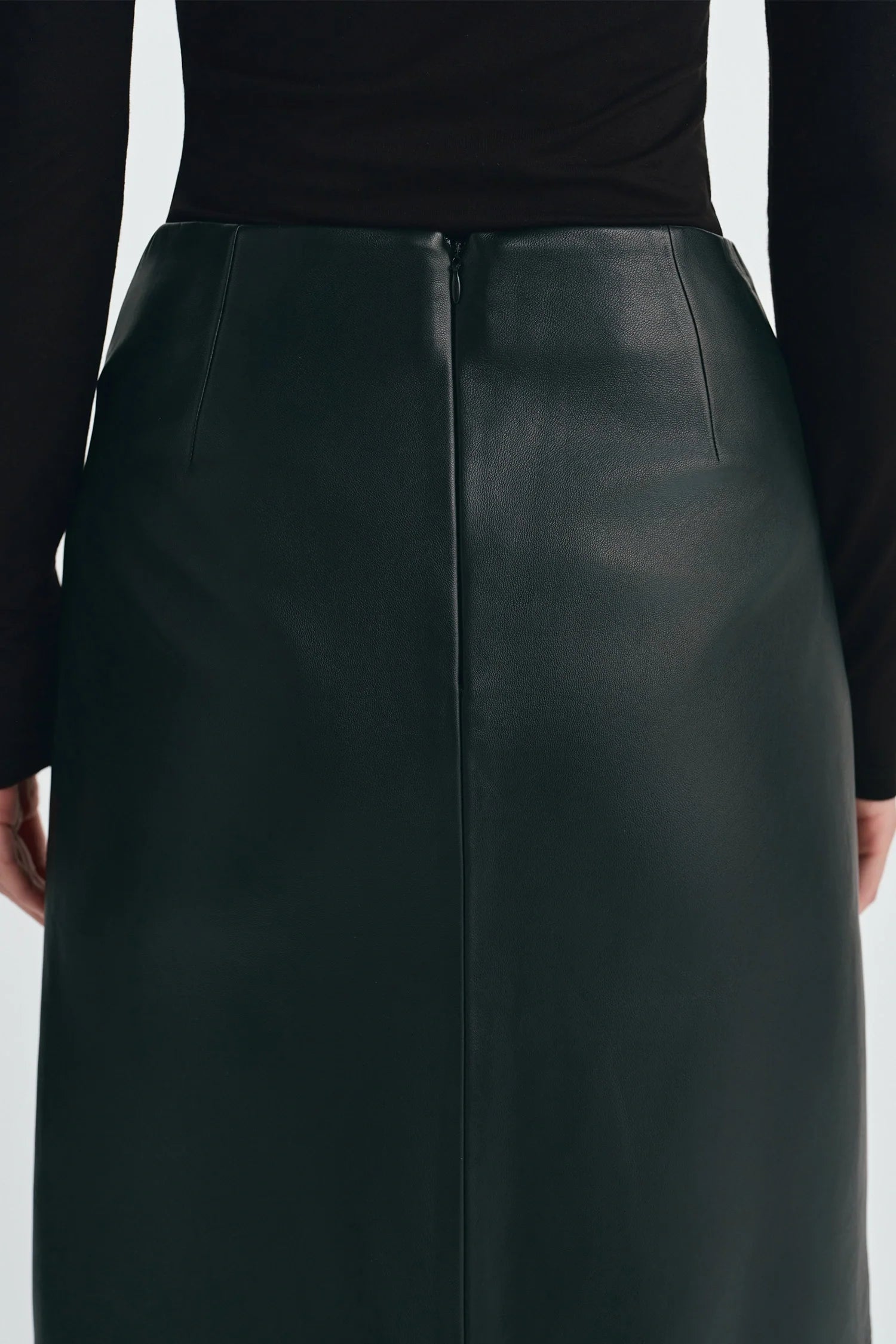 Anais Leather Midi Skirt