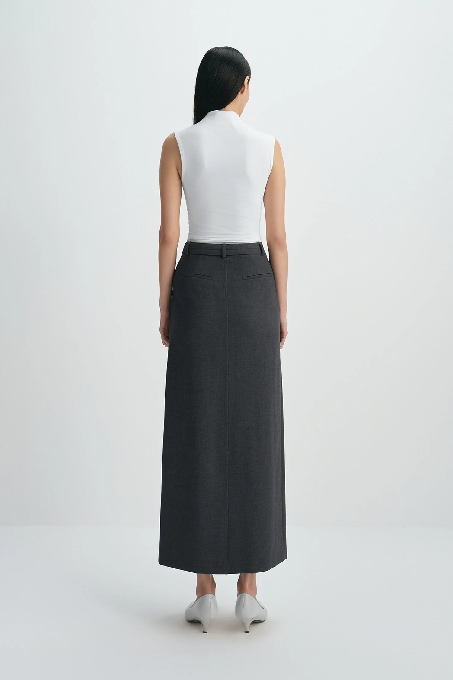 Noelia Center Slit Belted Skirt
