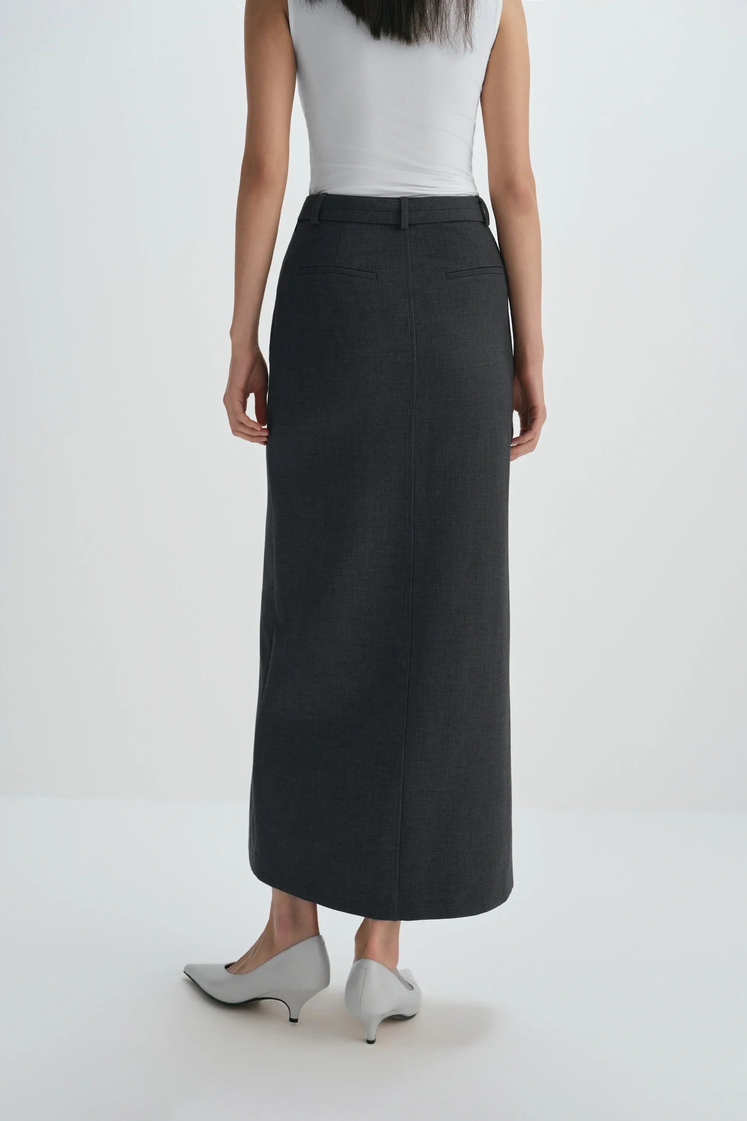 Noelia Center Slit Belted Skirt