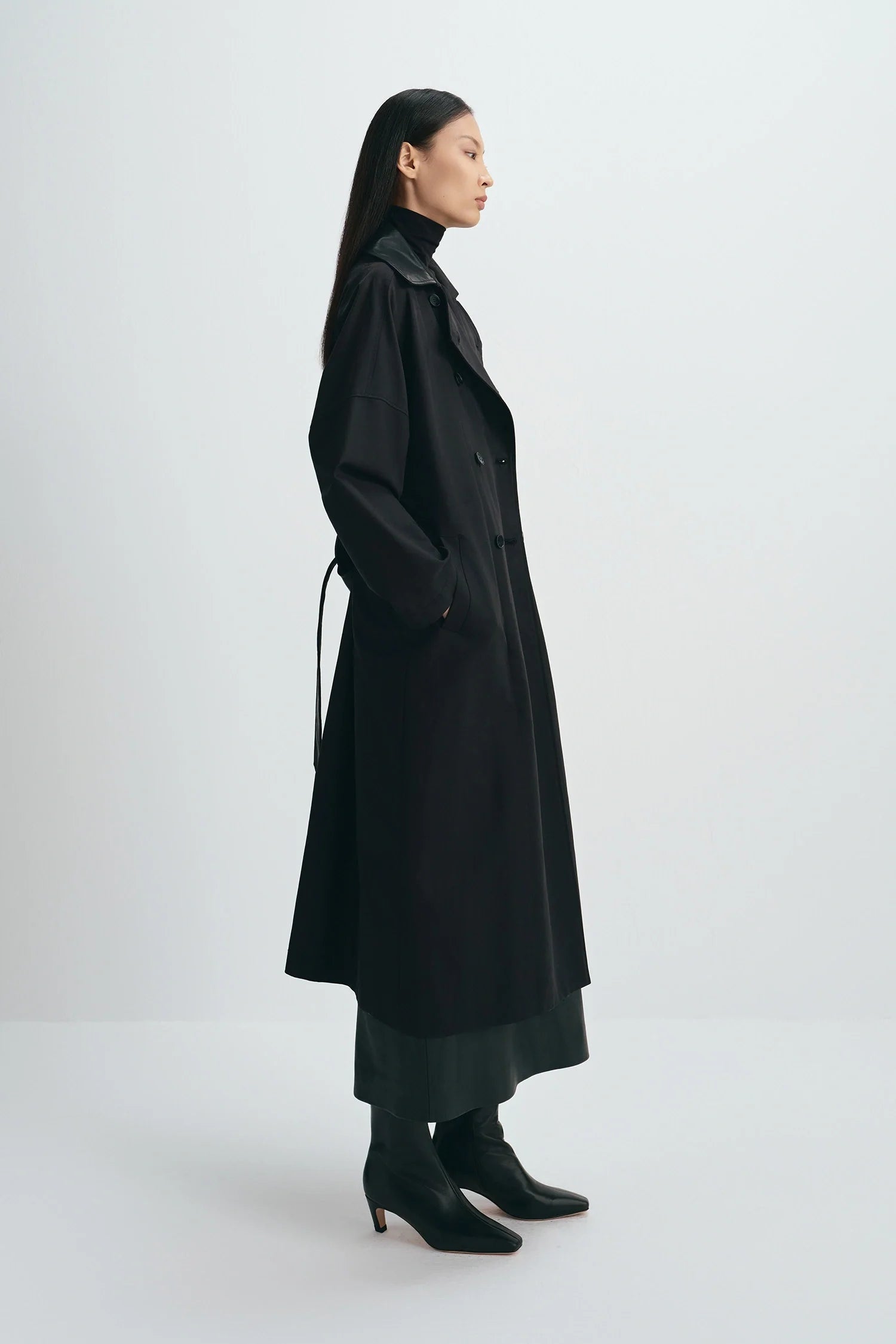 Easton Leather Collar Trench Coat