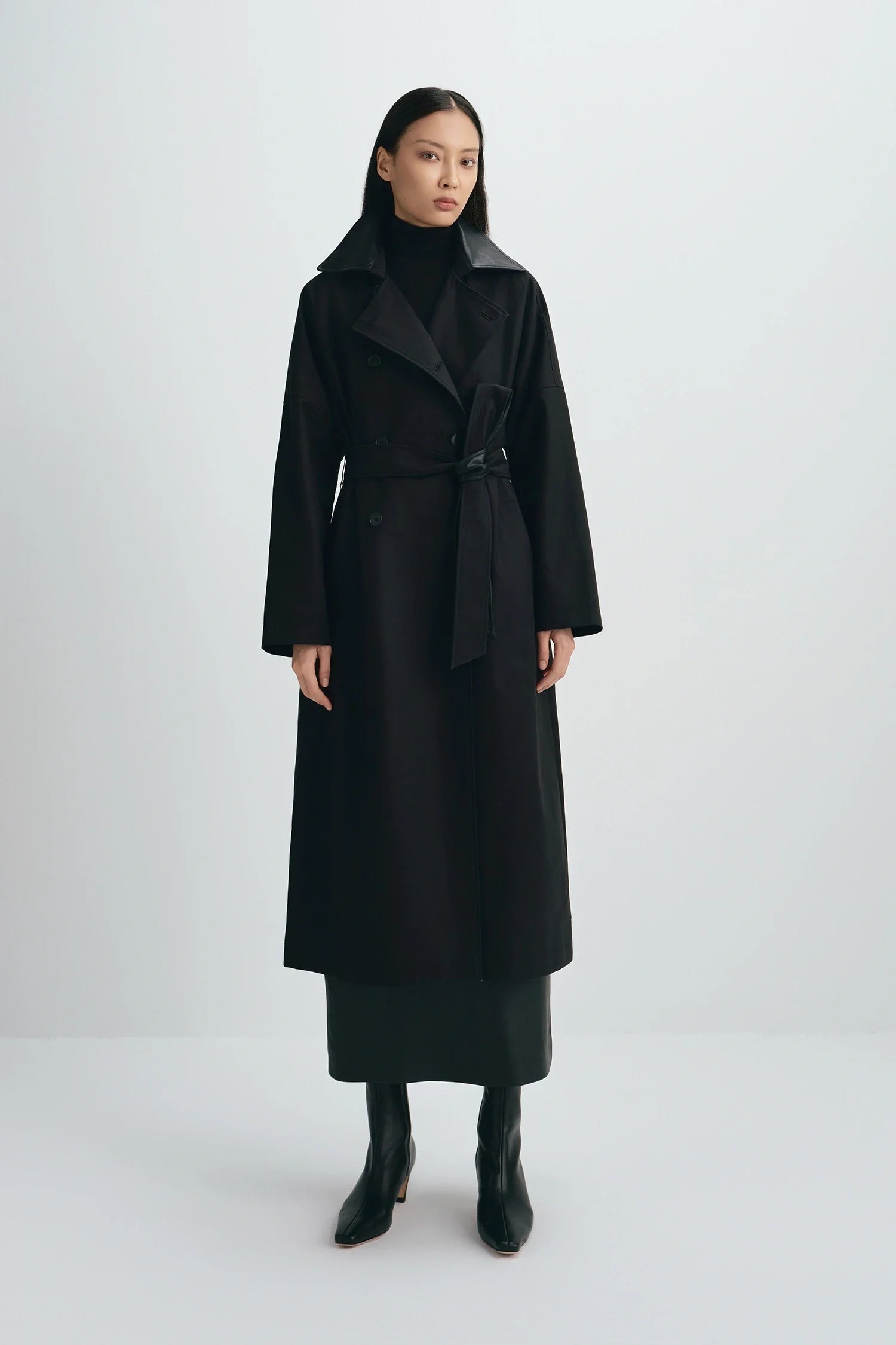 Easton Leather Collar Trench Coat
