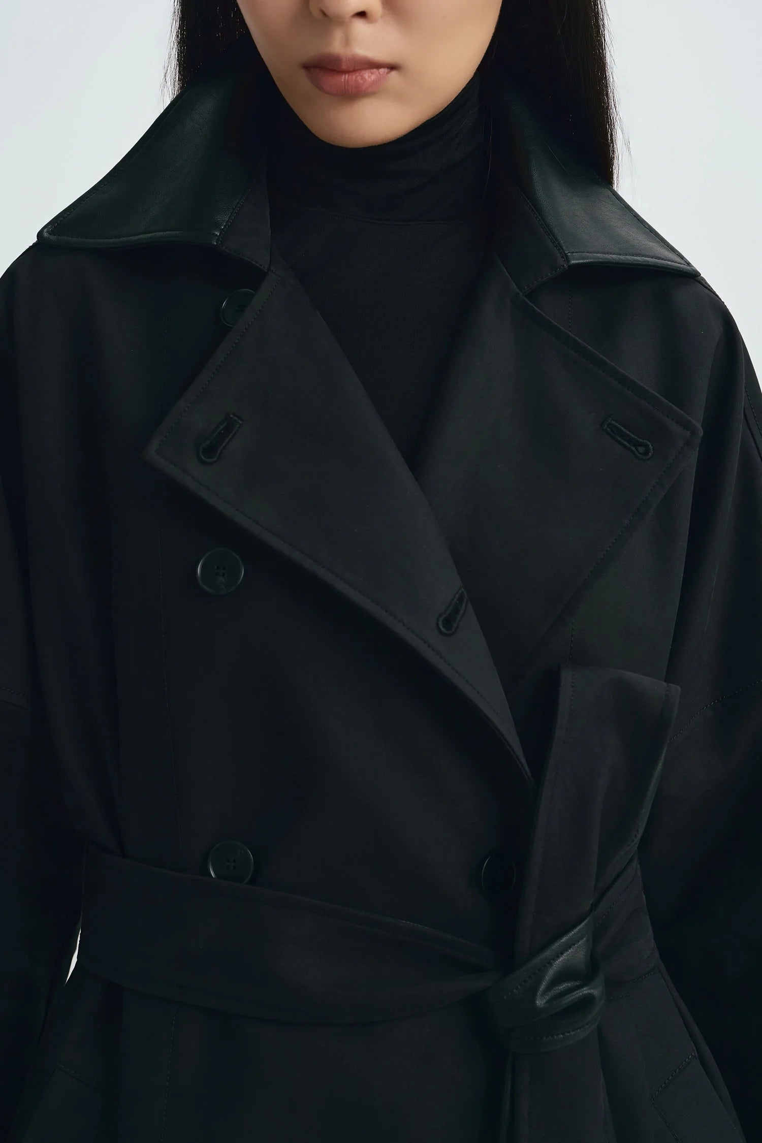 Easton Leather Collar Trench Coat