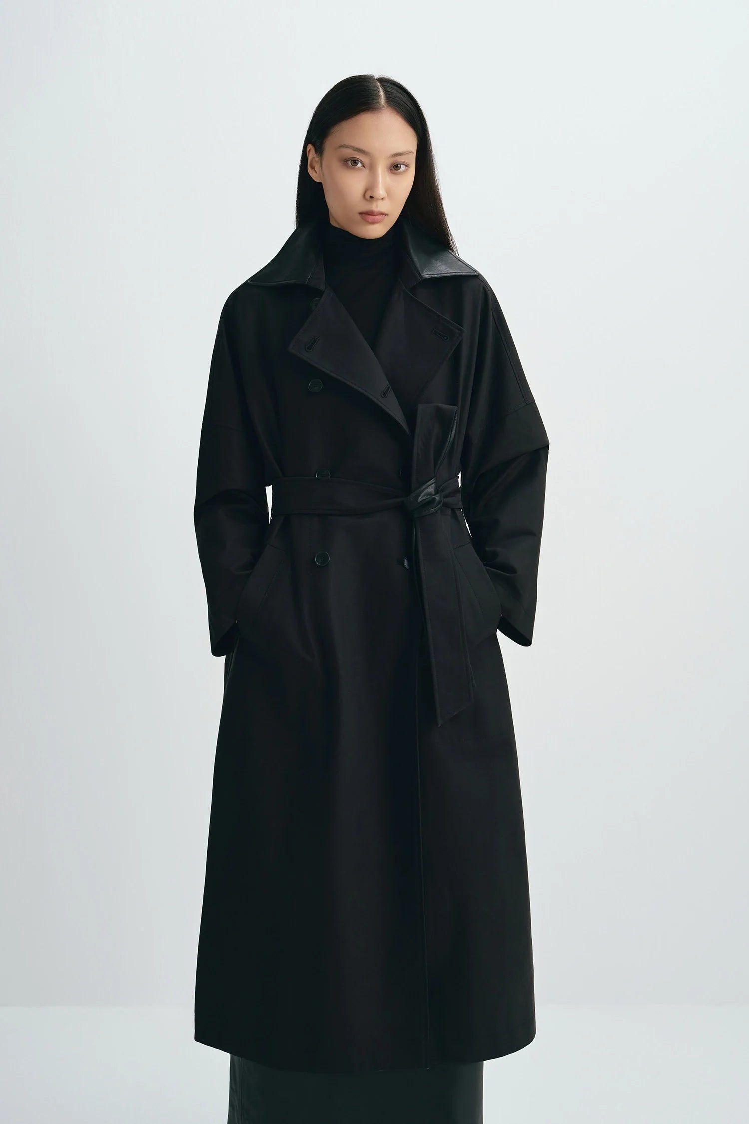 Easton Leather Collar Trench Coat