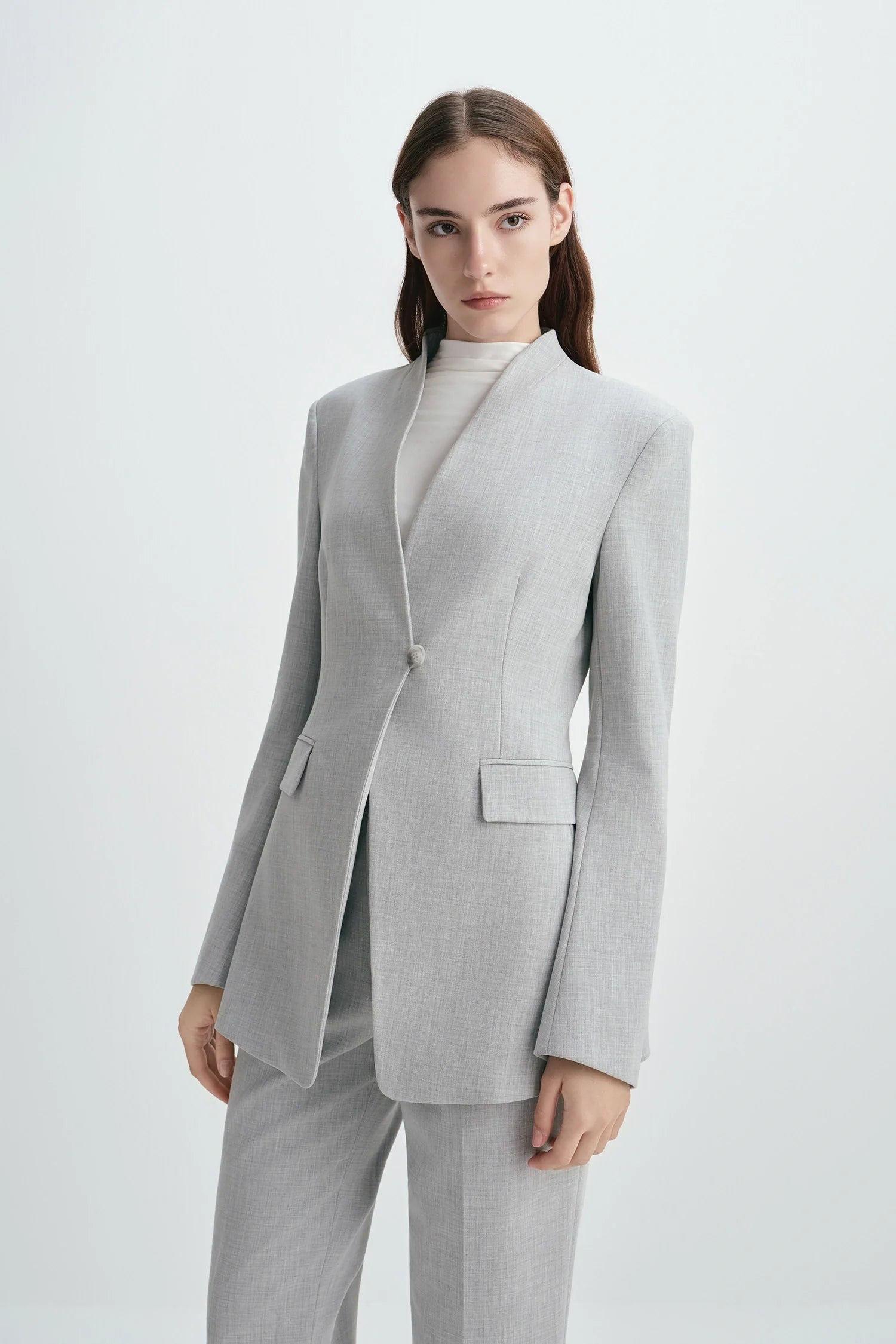 Dun Collarless Blazer