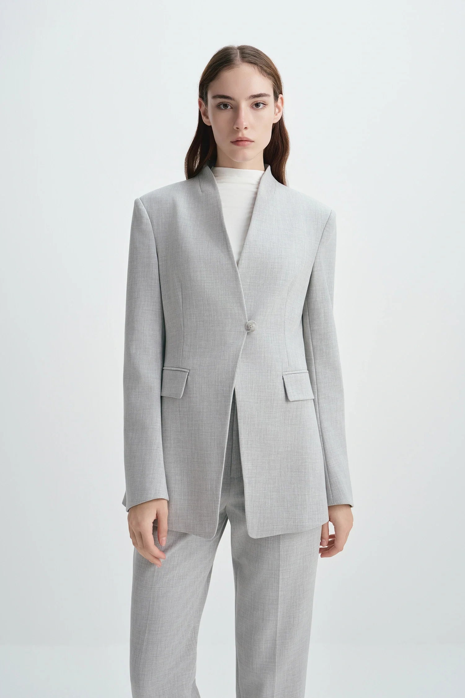 Dun Collarless Blazer