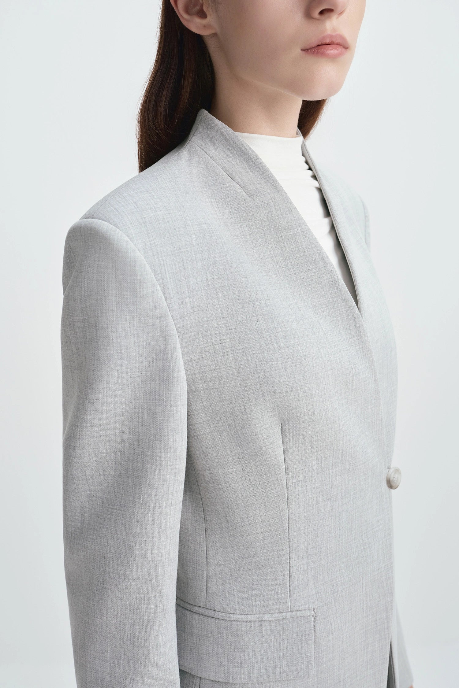 Dun Collarless Blazer