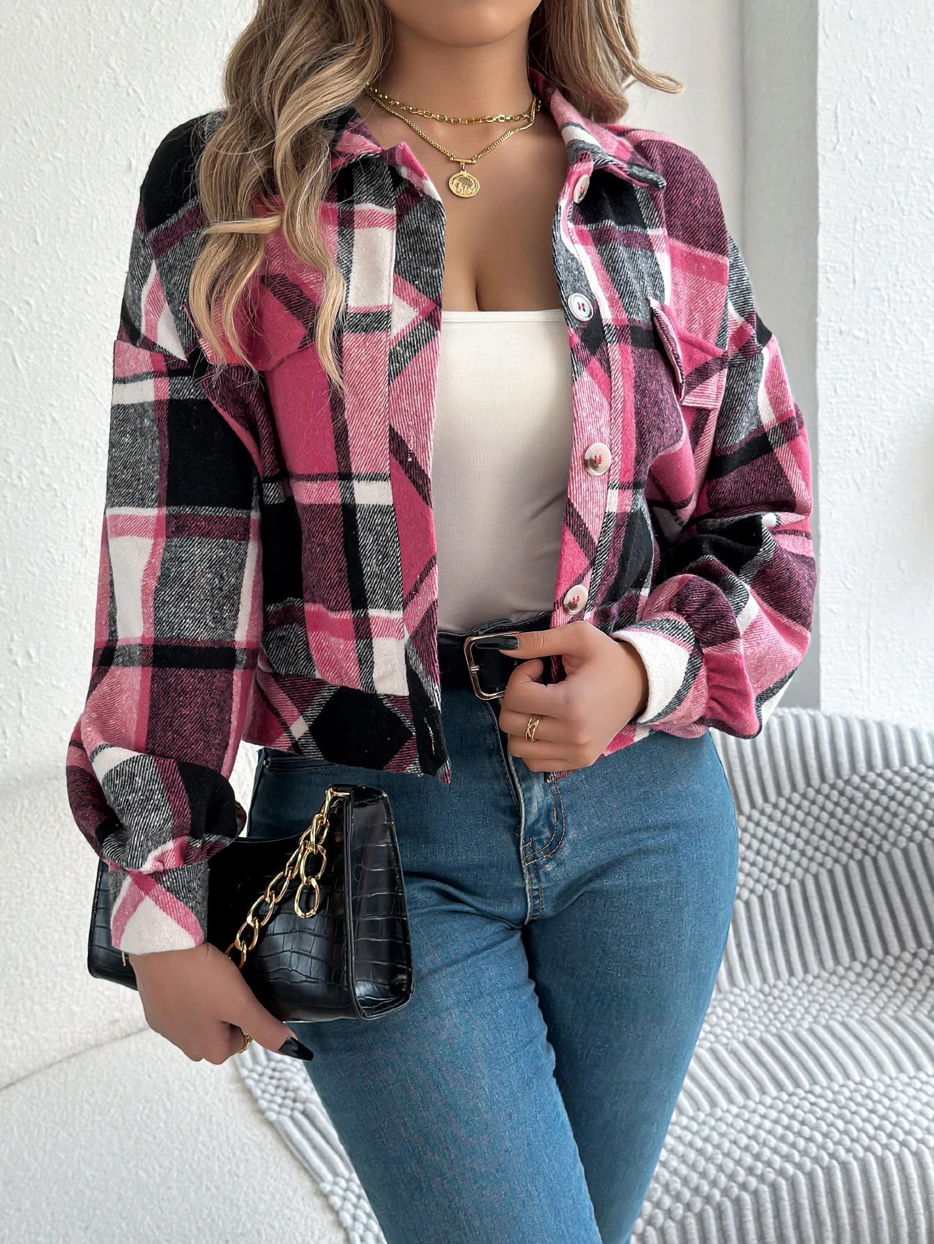 Isabelle's™ | Cropped Plaid Jacket