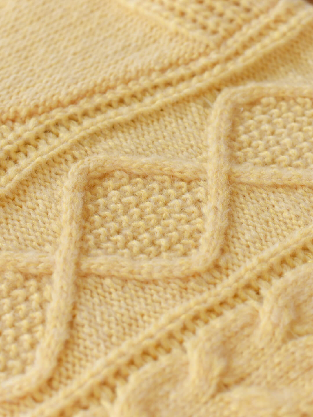 【Final Sale】Raina Cable Yellow Irish Knit Wool Sweater