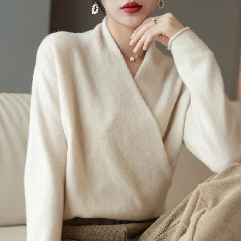 Isabelle's™ | Winter Wrap V Neck Knit Sweater