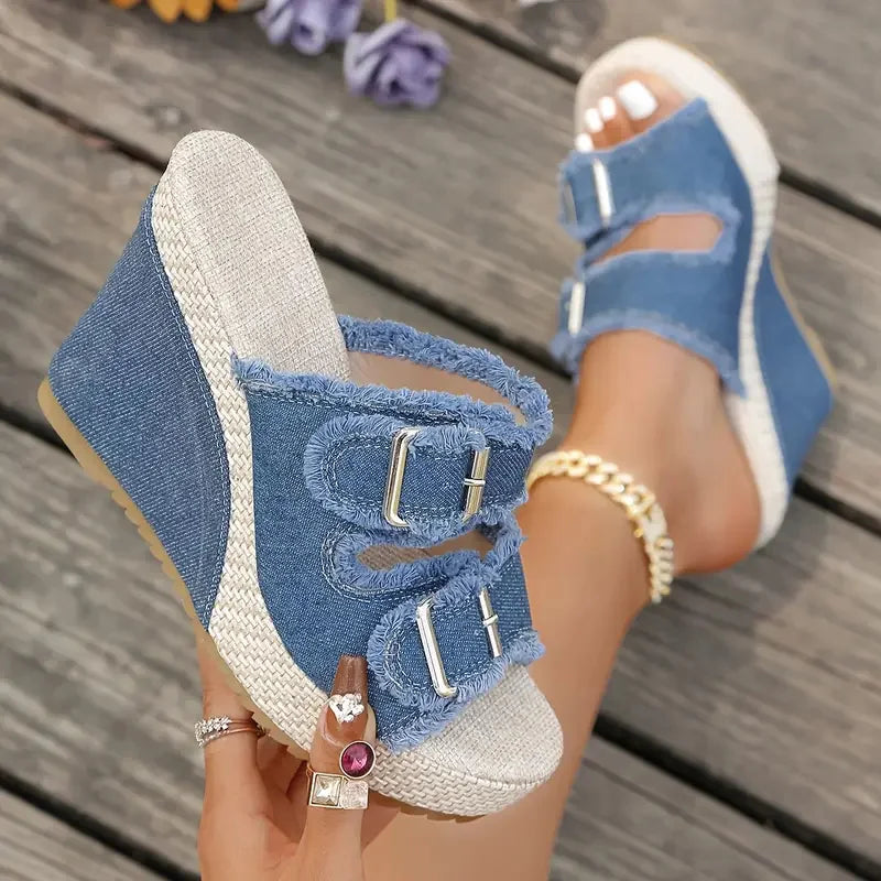Isabelle's™ | Denim Wedge Sandals