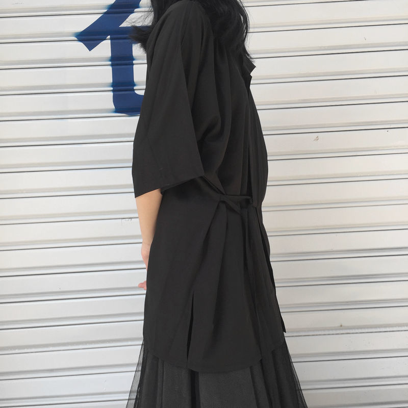 Lace-up Loose Half Sleeve Plus Size Women's Blouse