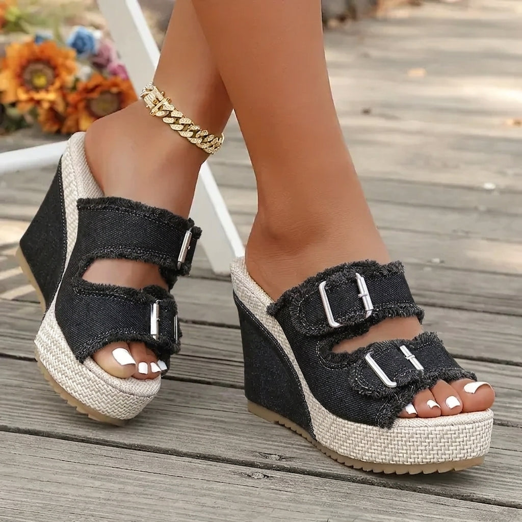 Isabelle's™ | Denim Wedge Sandals