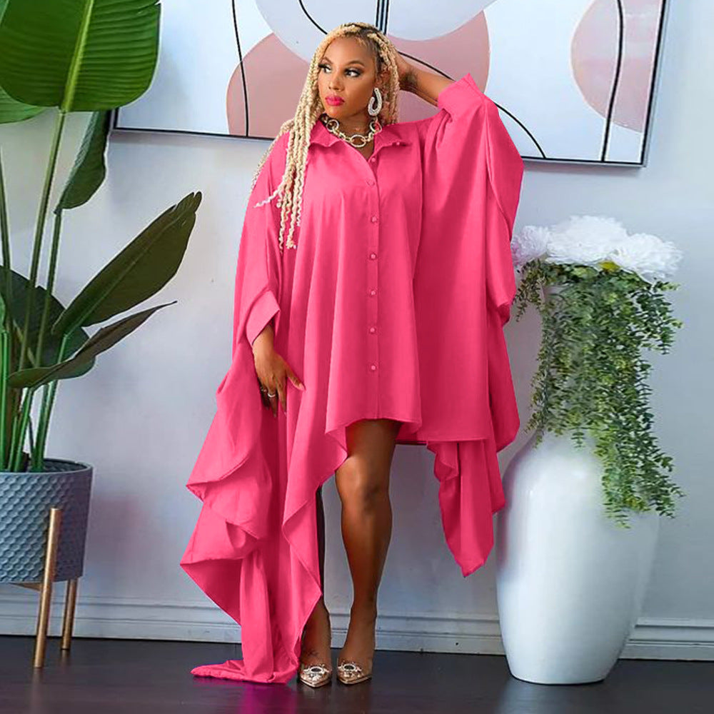 Plus Size Blouse Irregular Batwing Sleeve Dress