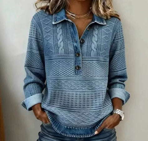 Dolores |Trendy Sweatshirt with Half Button and Collar