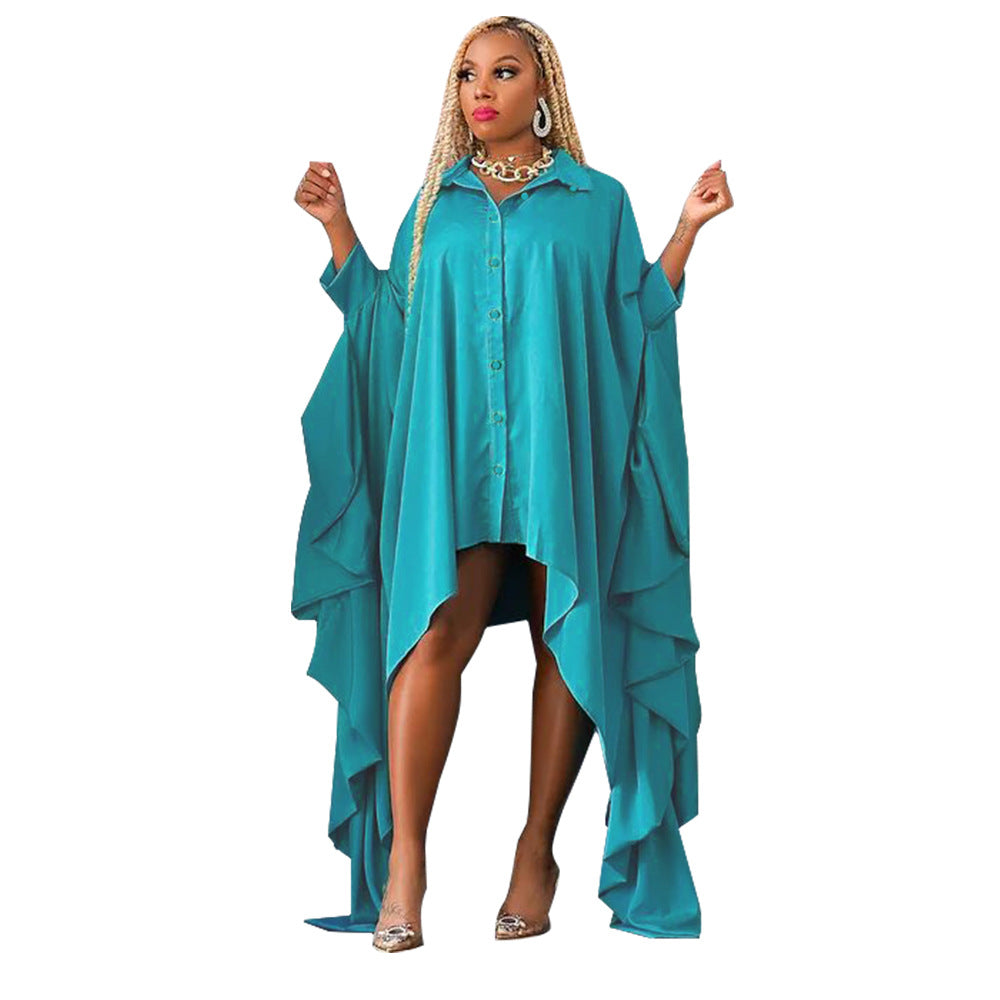 Plus Size Blouse Irregular Batwing Sleeve Dress