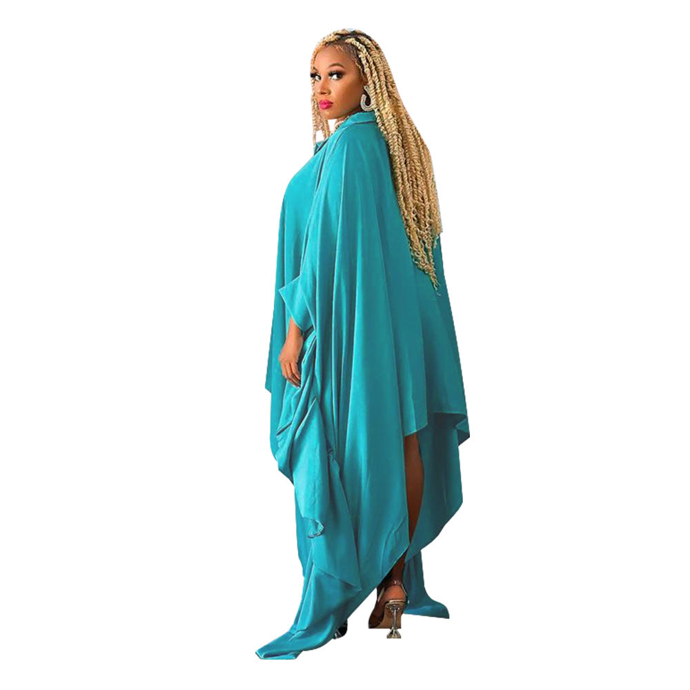 Plus Size Blouse Irregular Batwing Sleeve Dress