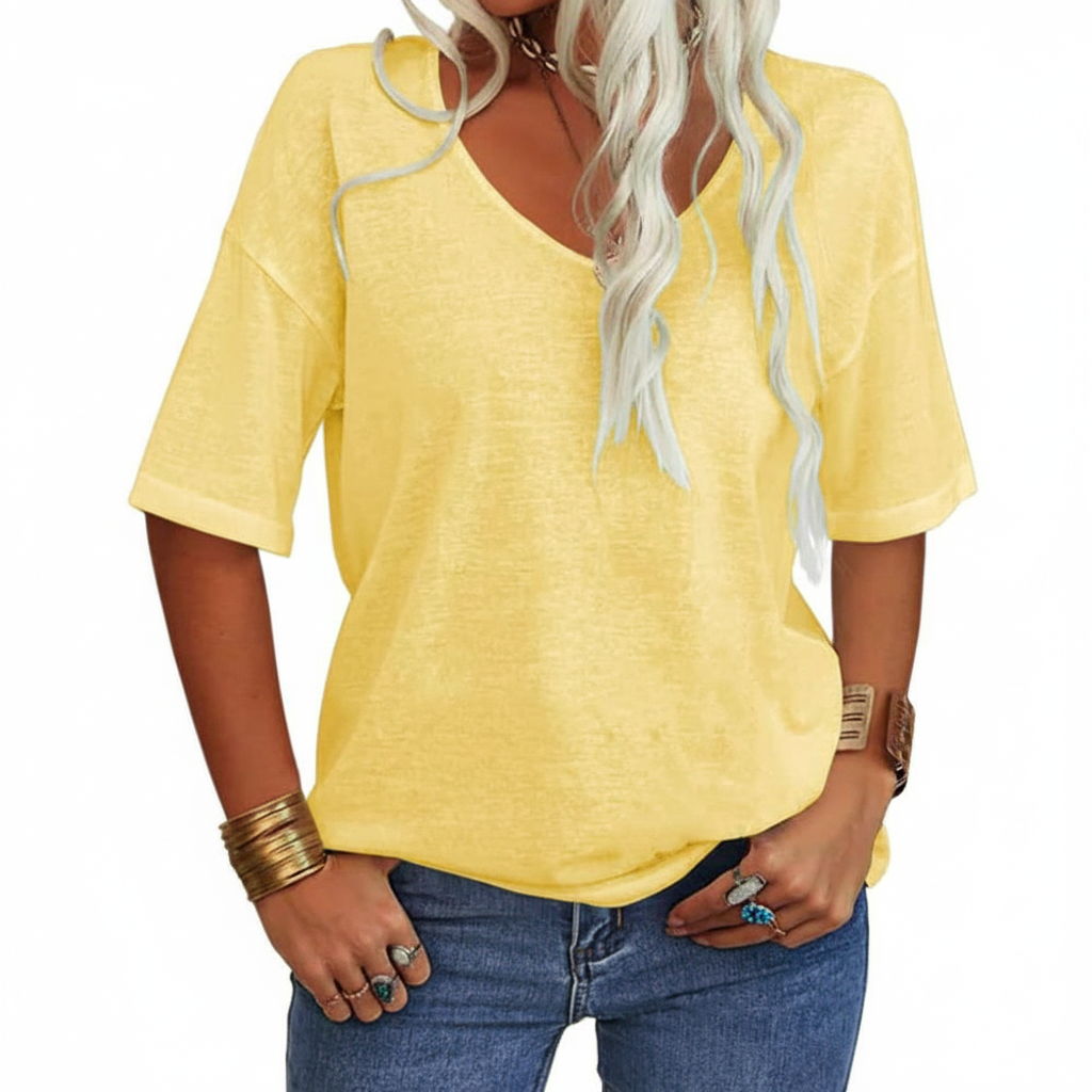 Isabelle's™ | Casual Solid V-Neck T-Shirt