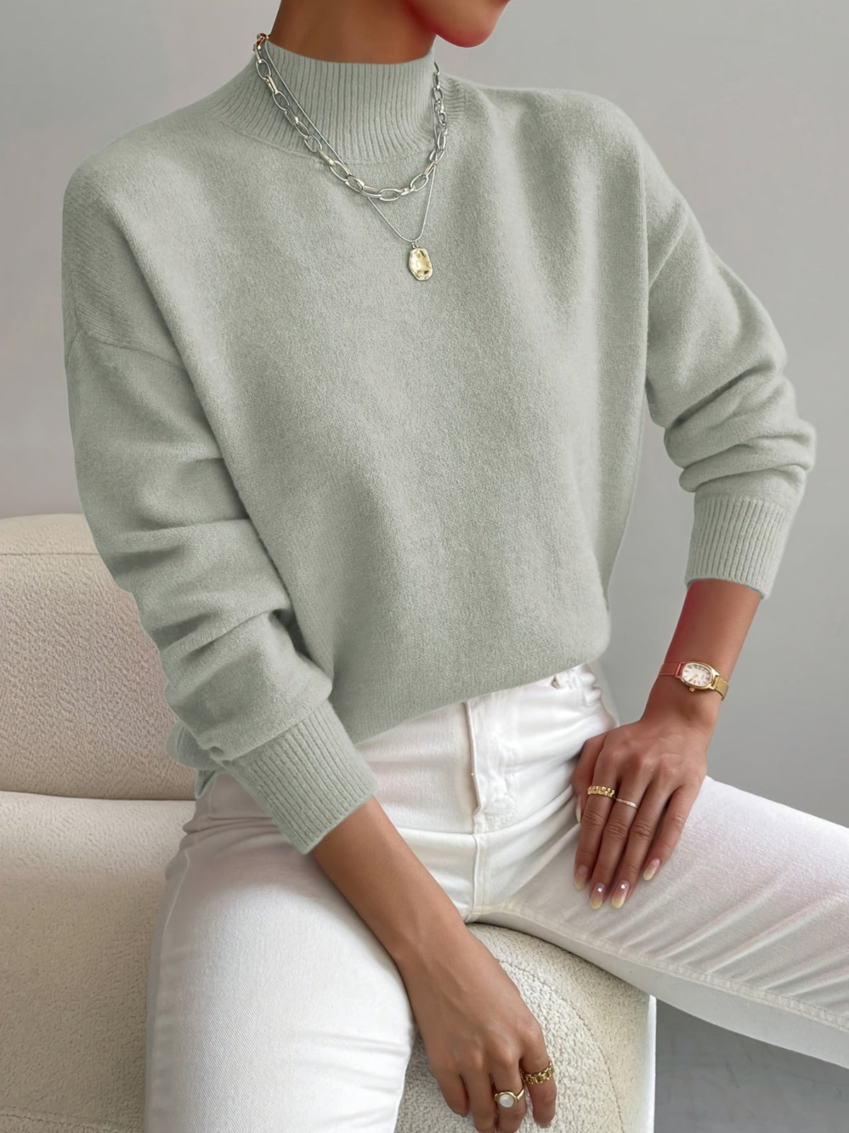 Isabelle's™ | Spring Comfortable Mock Neck Sweater